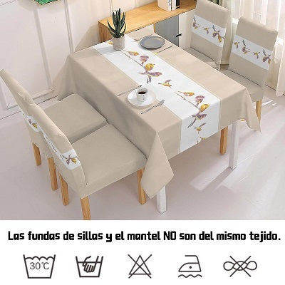 Combo Mantel Comedor + 6 Forros de Silla