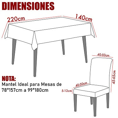 Combo Mantel Comedor + 6 Forros de Silla