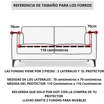 Kit cobertor para sofá 110x110 + 2 Fundas para cojines gratis